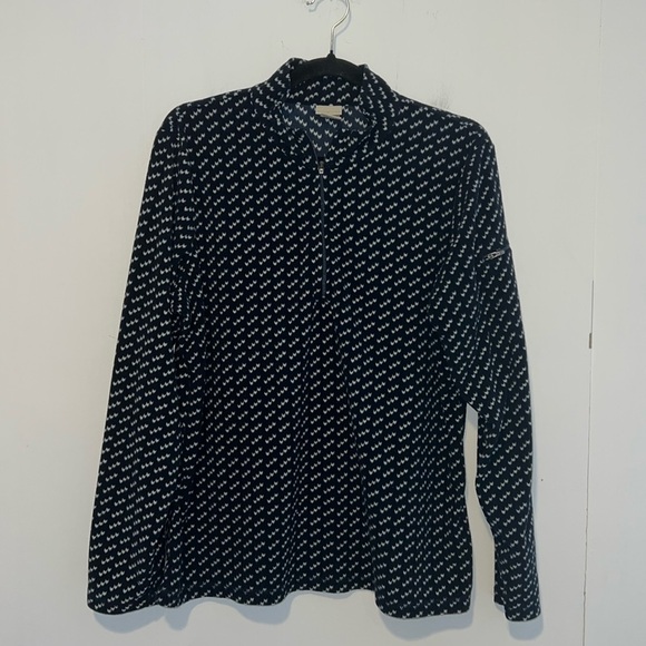 LL Bean Long Sleeve Light Fleece Womens 1/4 Zip Blue & White Pullover 1049 - Picture 1 of 5